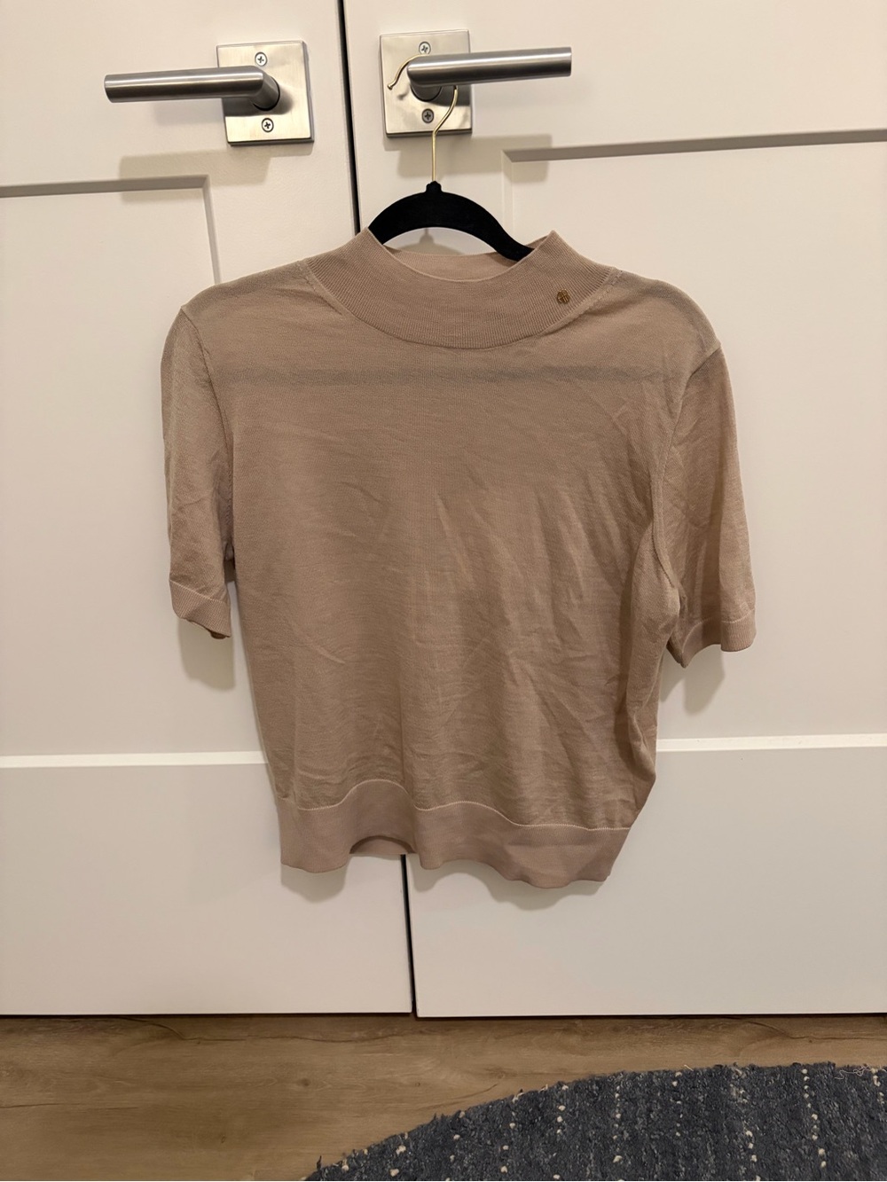 Anine Bing Taupe Crewneck Short Sleeve Knit Top - Picture 2 of 4